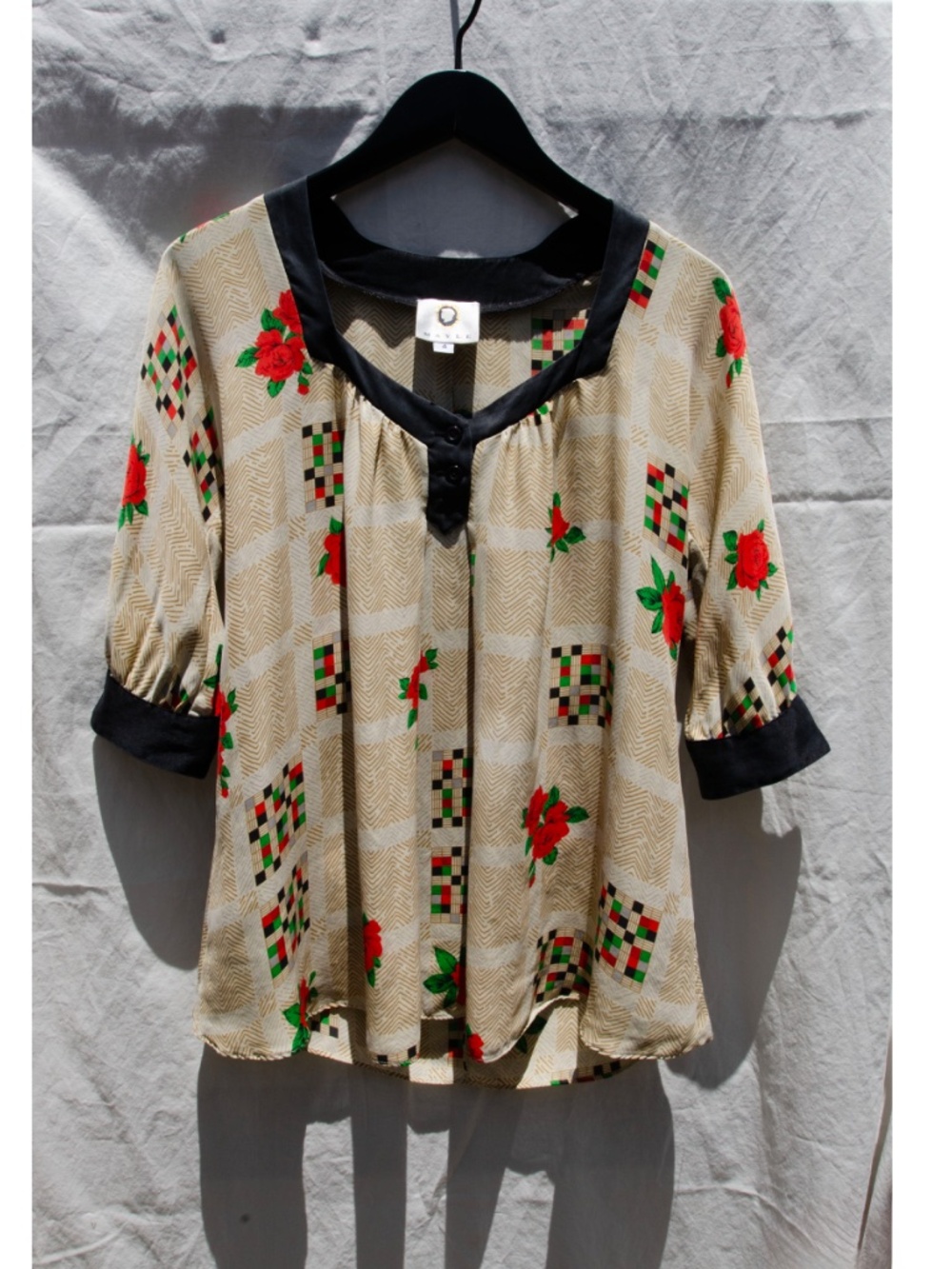 Vintage Mayle (Maison Mayle) SS2005 Silk Blouse 3/4 Sleeve Floral Size 4 - Picture 2 of 3